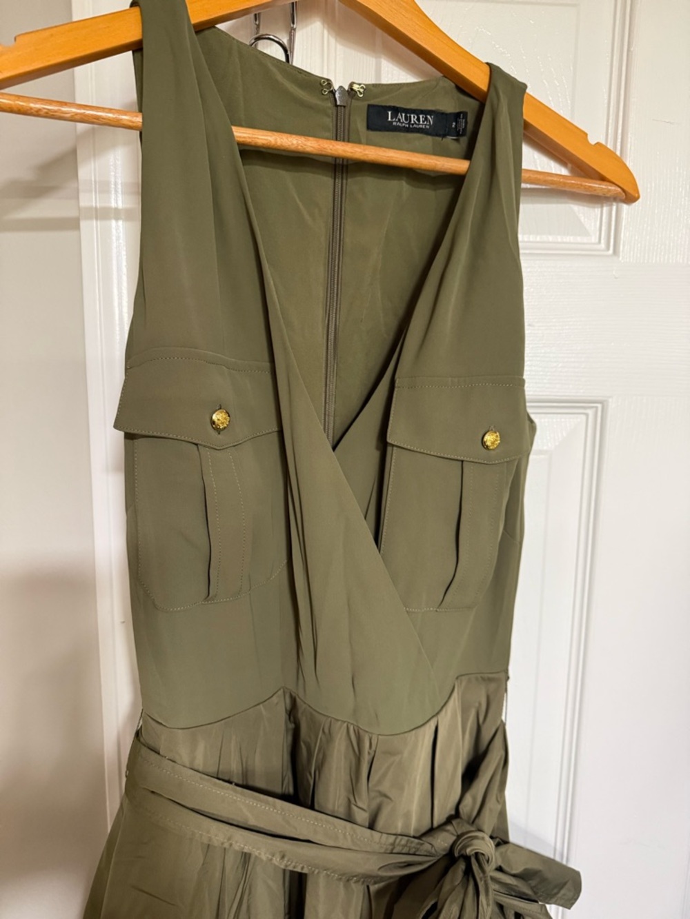 Ralph Lauren Olive Maxi Dress with Tie Waist - Picture 12 of 14